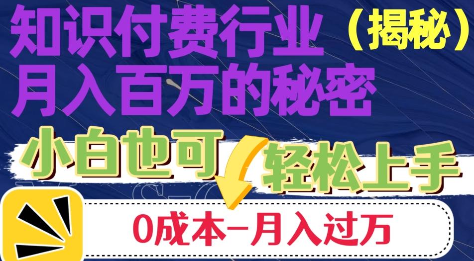 揭秘知识付费行业月入百万的秘密，小白也可轻松上手，月入过万-天使资源网