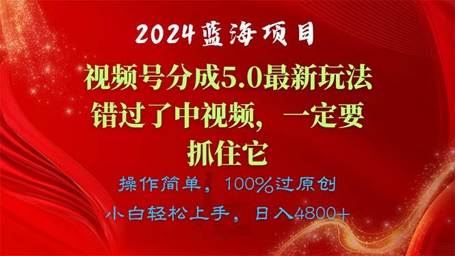 2024蓝海项目，视频号分成计划5.0最新玩法，错过了中视频，一定要抓住…-天使资源网