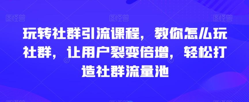 玩转社群引流课程，教你怎么玩社群，让用户裂变倍增，轻松打造社群流量池-天使资源网