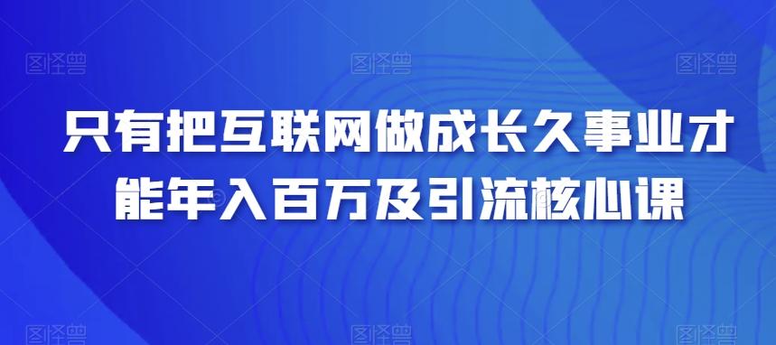 只有把互联网做成长久事业才能年入百万及引流核心课-天使资源网
