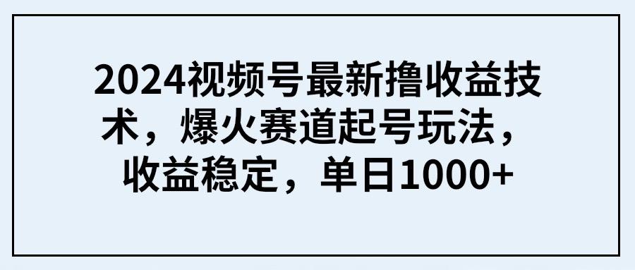 (9651期) 2024视频号最新撸收益技术，爆火赛道起号玩法，收益稳定，单日1000+-天使资源网