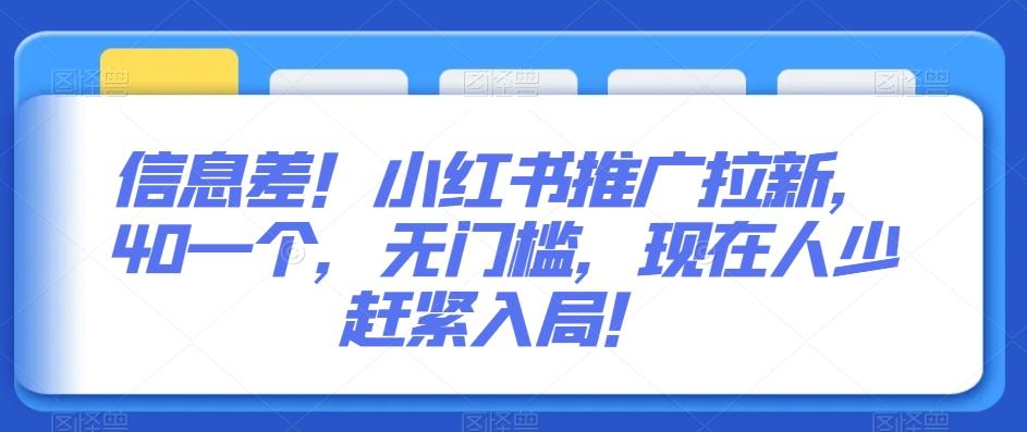信息差！小红书推广拉新，40一个，无门槛，现在人少赶紧入局！-天使资源网