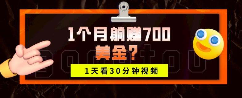 1天看30分钟视频，1个月躺赚700美金？-天使资源网