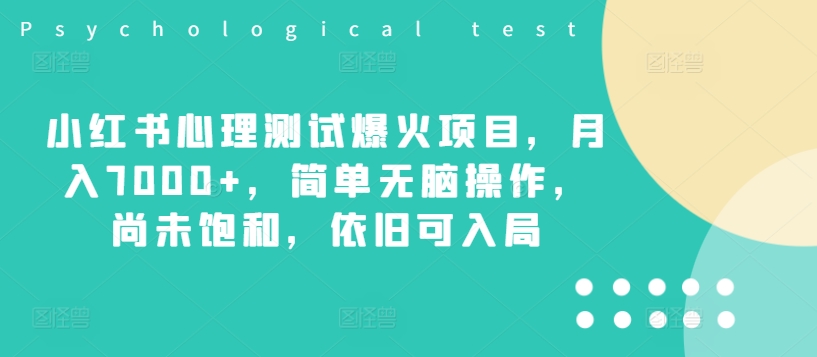小红书心理测试爆火项目，月入7000+，简单无脑操作，尚未饱和，依旧可入局-天使资源网