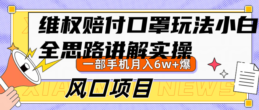 维权赔付口罩玩法，小白也能月入6w+，风口项目实操-天使资源网