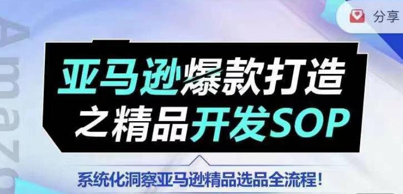 【训练营】亚马逊爆款打造之精品开发SOP，系统化洞察亚马逊精品选品全流程-天使资源网