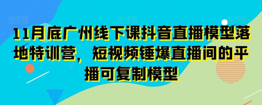 11月底广州线下课抖音直播模型落地特训营，短视频锤爆直播间的平播可复制模型-天使资源网