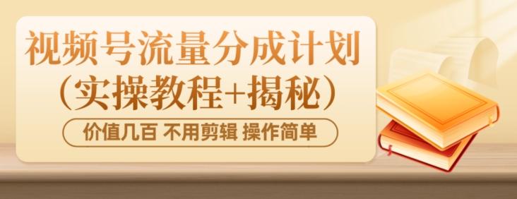 价值几百上千不用剪辑简单操作视频号流量分成计划（实操教程+揭秘）-天使资源网