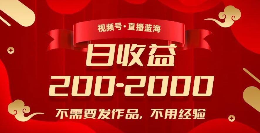 视频号直播蓝海，不需要发作品，不用经验，日入200-2000+【揭秘】-天使资源网