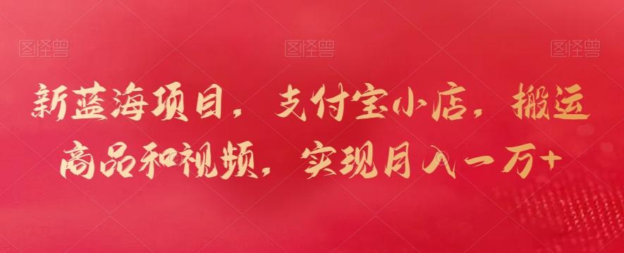 新蓝海项目，支付宝小店，搬运商品和视频，实现月入一万+【揭秘】-天使资源网