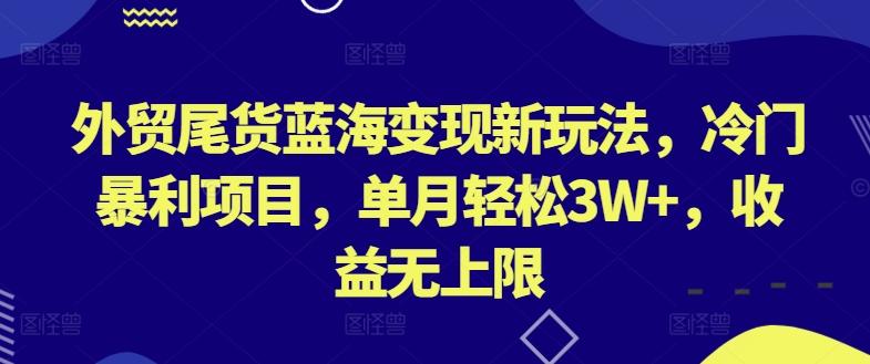 外贸尾货蓝海变现新玩法，冷门暴利项目，单月轻松3W+，收益无上限【揭秘】-天使资源网