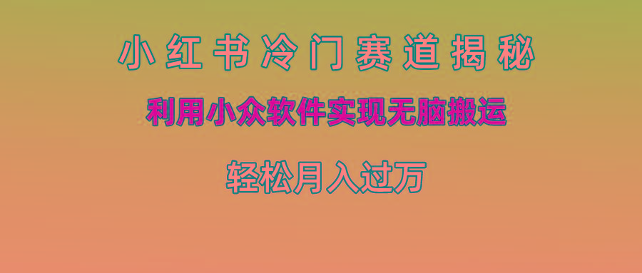 小红书冷门赛道揭秘,利用小众软件实现无脑搬运，轻松月入过万-天使资源网
