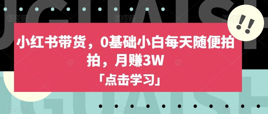 小红书带货，0基础小白每天随便拍拍，月赚3W【揭秘】-天使资源网