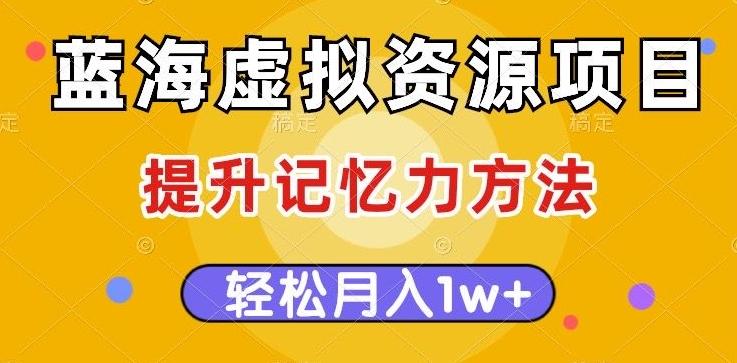 蓝海虚拟资源项目，提升记忆力方法，多种变现方式，轻松月入1w+【揭秘】-天使资源网