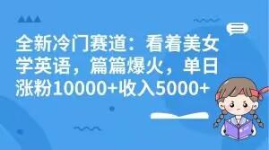全新冷门赛道：看着美女学英语，篇篇爆火，单日涨粉10000+收入5000+-天使资源网