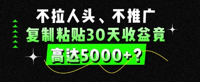 不拉人头、不推广，复制粘贴30天收益竟高达5000+？-天使资源网