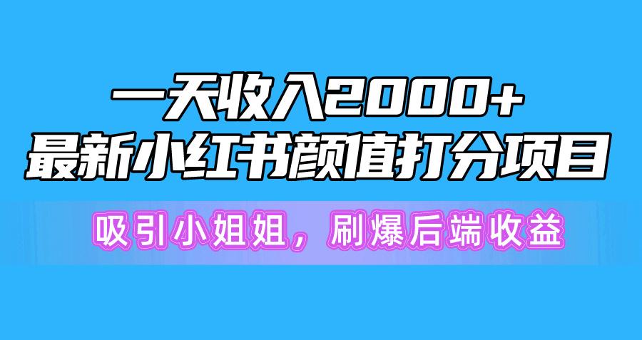 一天收入2000+，最新小红书颜值打分项目，吸引小姐姐，刷爆后端收益-天使资源网