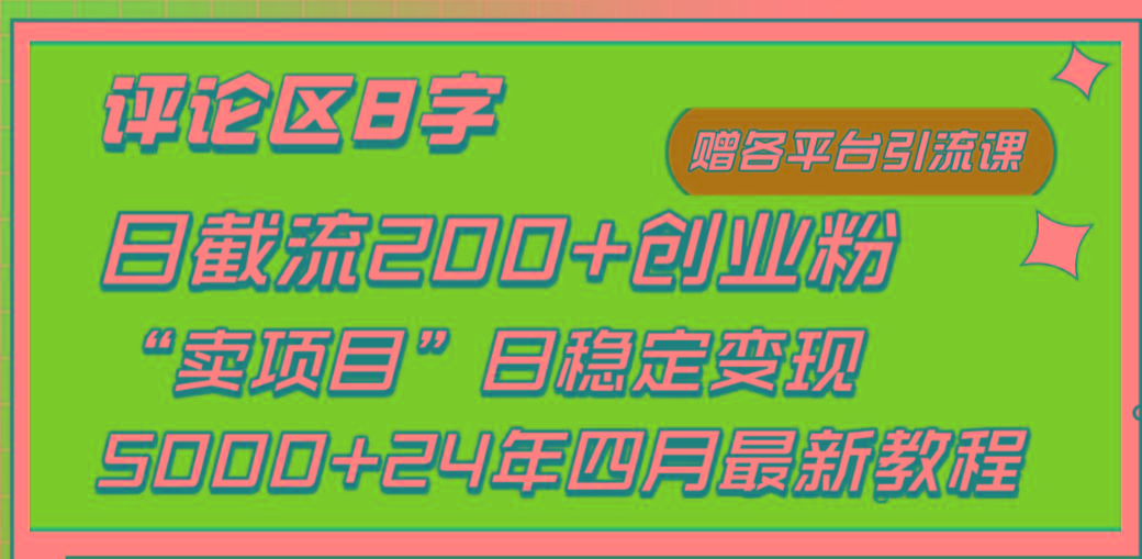 (9851期)评论区8字日载流200+创业粉  日稳定变现5000+24年四月最新教程！-天使资源网