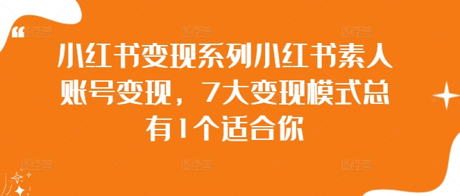 小红书变现系列小红书素人账号变现，7大变现模式总有1个适合你-天使资源网