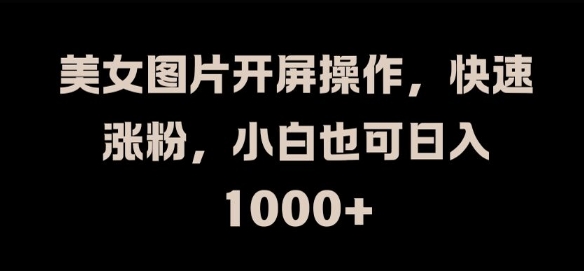 美女图片开屏操作，快速涨粉，小白也可日入1k【揭秘】-天使资源网