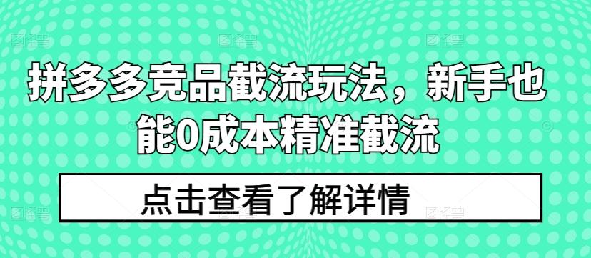 拼多多竞品截流玩法，新手也能0成本精准截流-天使资源网