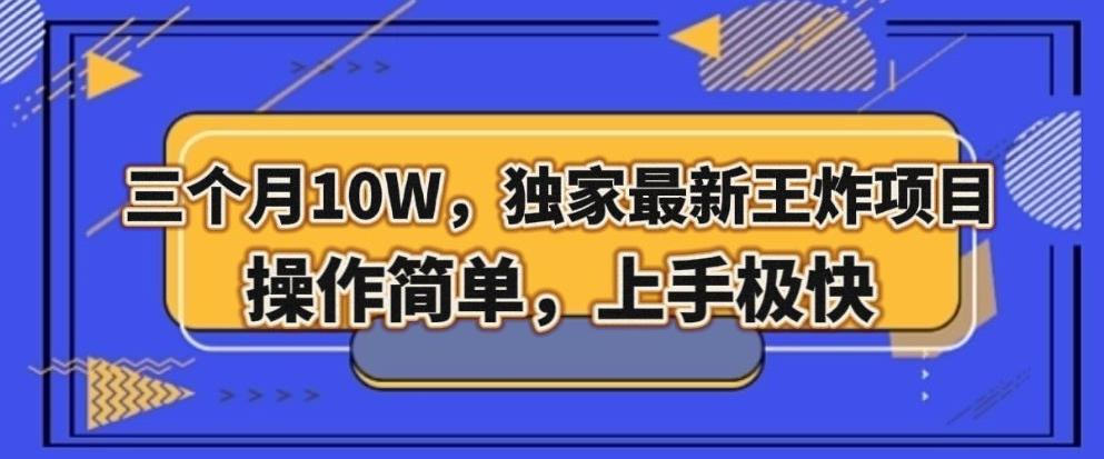 三个月10W，独家最新王炸项目！操作简单，上手极快【揭秘】-天使资源网