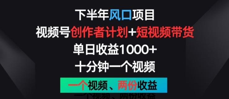 下半年风口项目，视频号创作者计划+视频带货，一个视频两份收益，十分钟一个视频【揭秘】-天使资源网