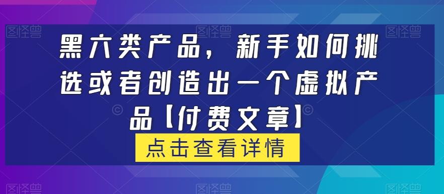 黑六类虚拟产品，新手如何挑选或者创造出一个虚拟产品【付费文章】-天使资源网