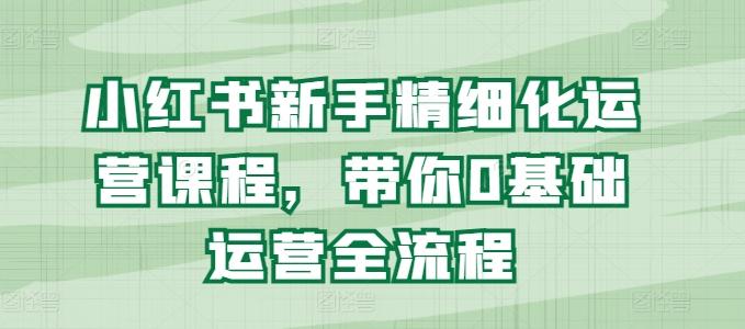 小红书新手精细化运营课程，带你0基础运营全流程-天使资源网