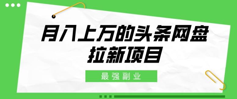最强副业，月入上万的头条网盘拉新项目，小白新手轻松上手-天使资源网