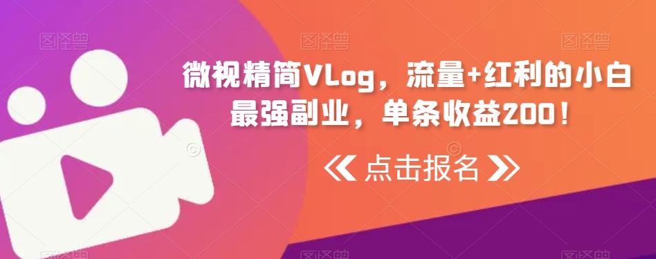 微视精简Vlog，流量+红利的小白最强副业，单条收益200！-天使资源网