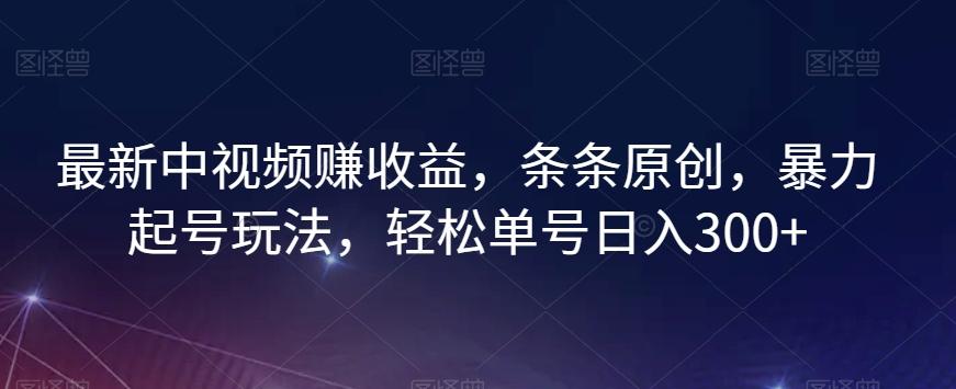 最新中视频赚收益，条条原创，暴力起号玩法，轻松单号日入300+【揭秘】-天使资源网
