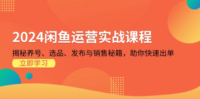 2024闲鱼运营实战课程：揭秘养号、选品、发布与销售秘籍，助你快速出单-天使资源网