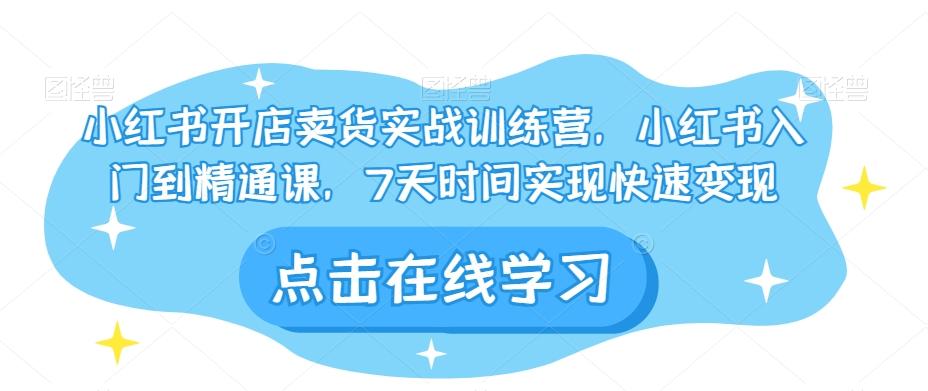 小红书开店卖货实战训练营，小红书入门到精通课，7天时间实现快速变现-天使资源网