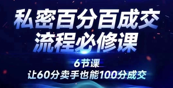 私密百分百成交流程线上训练营，绝对成交，让60分卖手也能100分成交-天使资源网