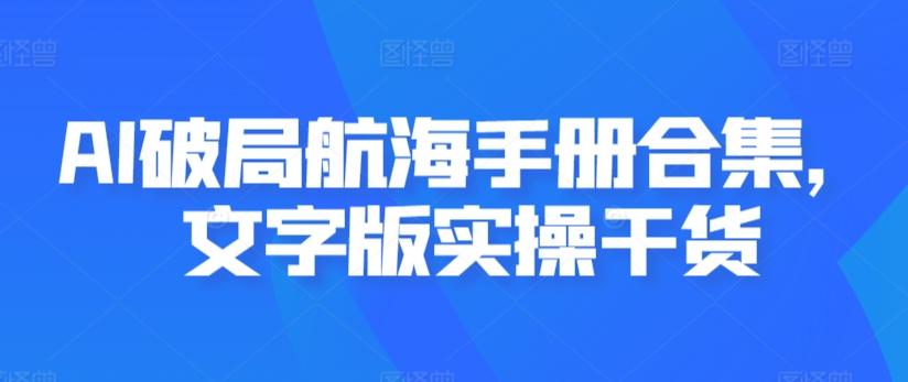 AI破局航海手册合集，文字版实操干货-天使资源网