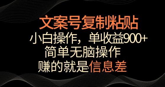 文案号掘金，简单复制粘贴，小白操作，单作品收益900+【揭秘】-天使资源网