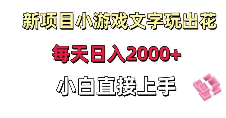 新项目小游戏文字玩出花日入2000+，每天只需一小时，小白直接上手【揭秘】-天使资源网