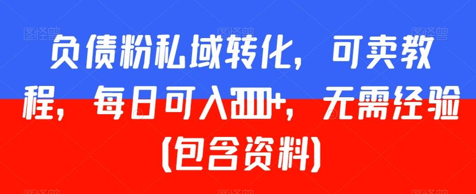 负债粉私域转化，可卖教程，每日可入2000+，无需经验（包含资料）【揭秘】-天使资源网