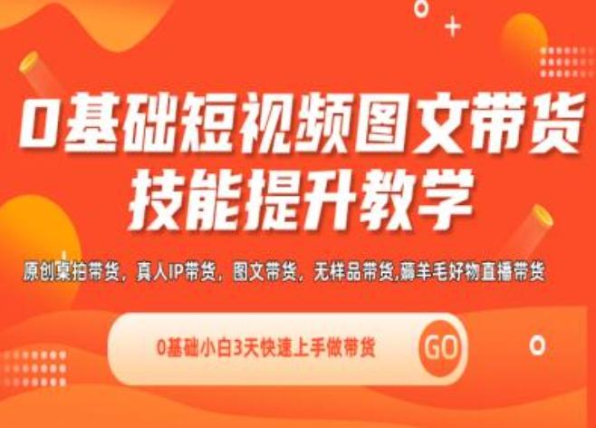0基础短视频图文带货实操技能提升教学(直播课+视频课),0基础小白3天快速上手做带货-天使资源网