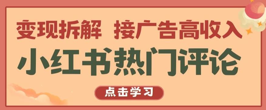 小红书热门评论，变现拆解，接广告高收入【揭秘 】-天使资源网