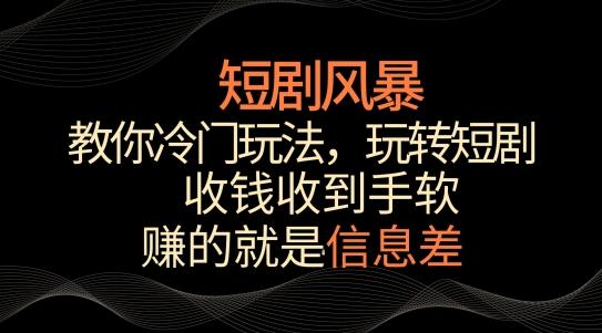 短剧风暴，教你冷门玩法，玩转短剧，收钱收到手软【揭秘】-天使资源网