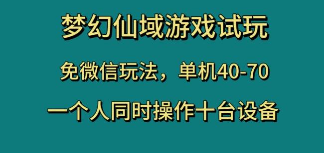 梦幻仙域游戏试玩，免微信玩法，单机40-70，一个人同时操作十台设备【揭秘】-天使资源网