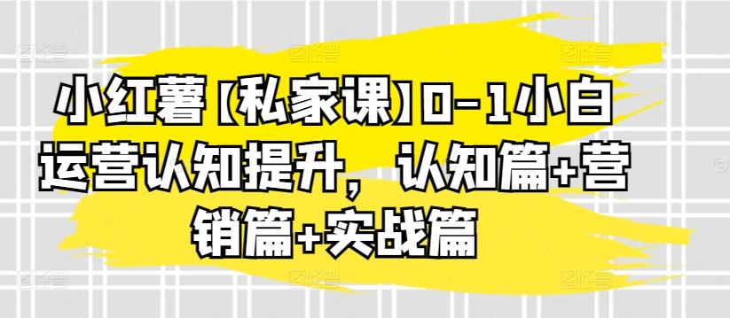 小红薯【私家课】0-1小白运营认知提升，认知篇+营销篇+实战篇-天使资源网