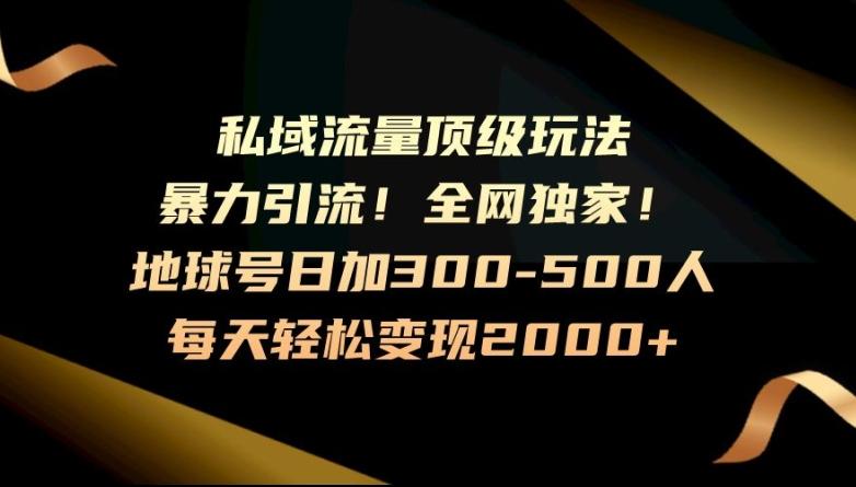 暴力引流，全网独家，地球号日加300-500人，私域流量顶级玩法，每天轻松变现2000+-天使资源网