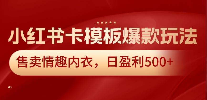 小红书卡模板爆款玩法，售卖情趣内衣，日盈利500+【揭秘】-天使资源网