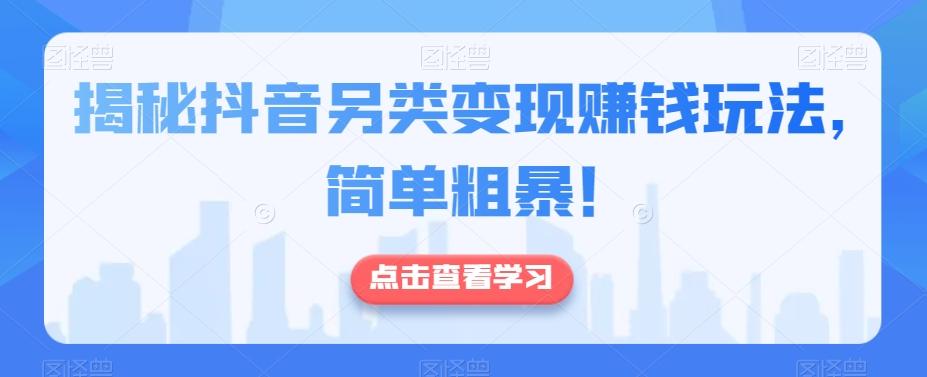 揭秘抖音另类变现赚钱玩法，简单粗暴！-天使资源网