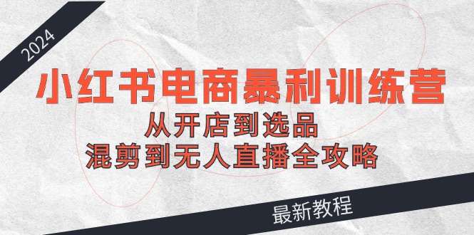2024小红书电商暴利训练营：从开店到选品，混剪到无人直播全攻略-天使资源网