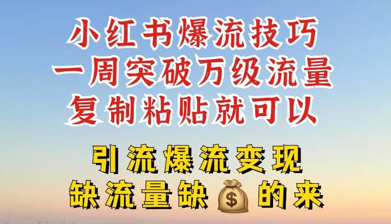 小红书爆流技巧，一周突破万级流量，复制粘贴就可以，引流爆流变现【揭秘】-天使资源网