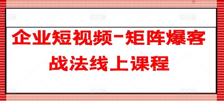 企业短视频-矩阵爆客战法线上课程-天使资源网